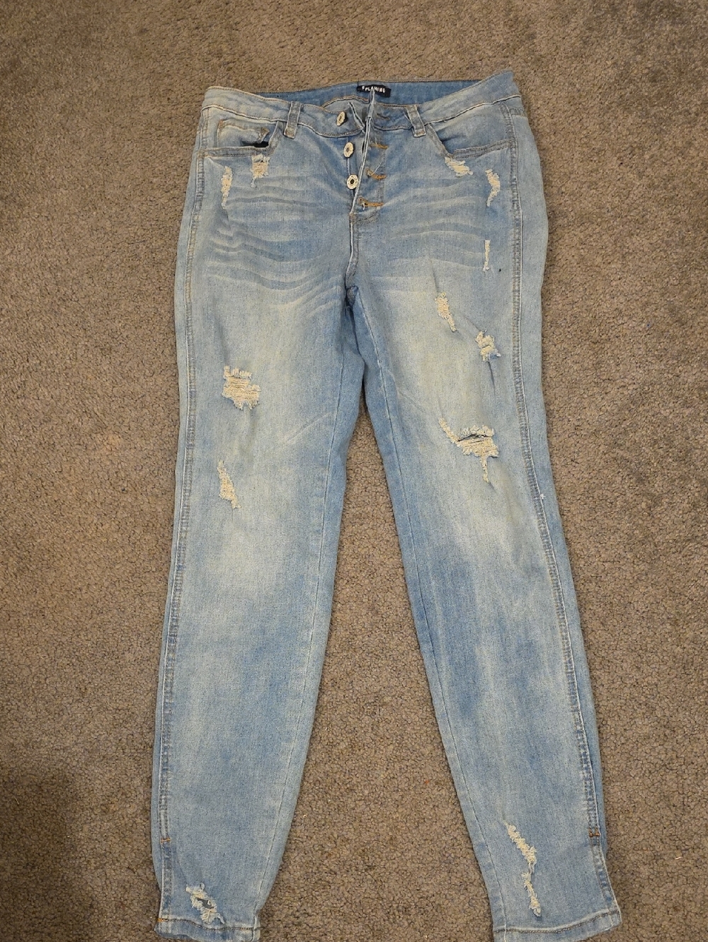 Light Wash Distressed Women's Jeans - Flamingo Brand
